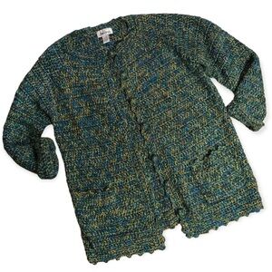 Vintage Crochet Cross Stitch Cardigan Sweater
